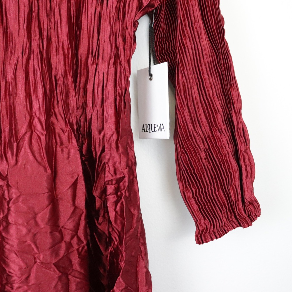 NWT Alquema Metallic Nehru Coat Dress Ruby Red 2 US 12-14 - Picture 8 of 12